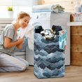 thumbnail image 5 of Yayeee Freestanding Laundry Hamper with Handle Collapsible Large Storage Basket for Clothes, Blue Watercolor Mountain Pattern, 5 of 7