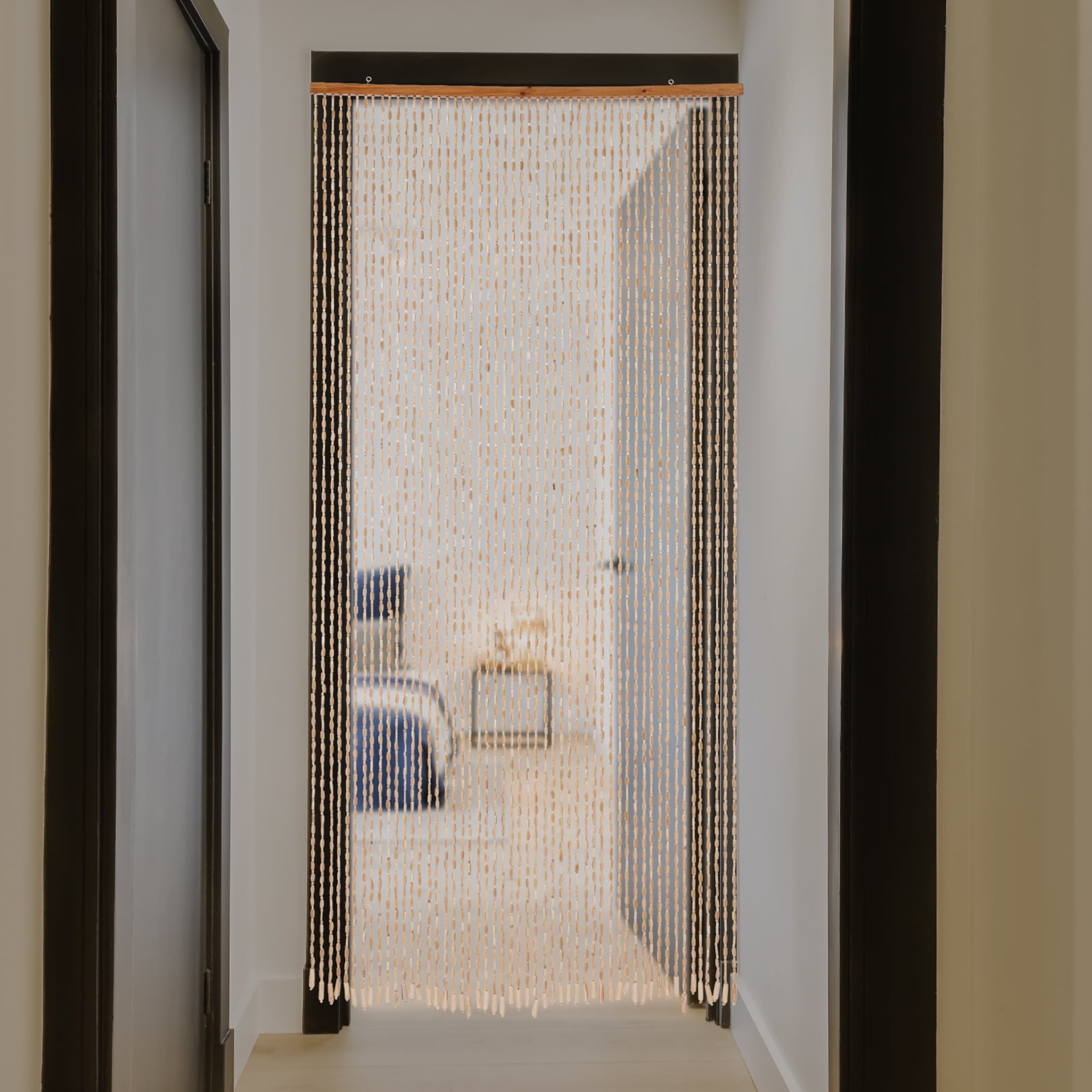 Peakora Retro Style Wooden Bead Curtain 78.74*35.43in Bamboo and Wooden Doorway Beads 27 Strings Room Blind Screen for Porch Bedroom Living Room Bathroom