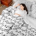 thumbnail image 4 of Homewish Teens Boys Girls Musical Note Bedding Comforter Set 7pcs,Music Melody Theme Queen Bedding Sets Super Cozy,Black White Queen Sheet Sets,Lightweight Room Decor,Reversible, 4 of 8