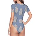 thumbnail image 4 of Naloa Cute Fat Cat Women's Short-Sleeved Onesie, One-Piece Swimsuit for Parties, dates, clubs - XX-Large, 4 of 9