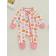 thumbnail image 2 of Infant Baby Boys Girls Jumpsuit, Long Sleeve Crew Neck Strawberry/Flower Print Fall Romper, 2 of 7