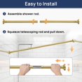 thumbnail image 6 of Shower Curtain Rod 30 to 64 Inches, Stainless Steel Adjustable Spring Tension Rods No Drill for Bathroom, Closet, Window, Room Divider, Never Rust, Non Slip, Gold, 6 of 7
