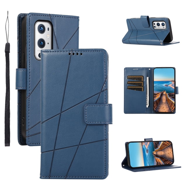 OnePlus 9 PRO 5G Case ,Vintage PU Leather Flip Cover Card Slots Magnetic Kickstand Hand Strap Case for OnePlus 9 PRO 5G