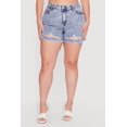 thumbnail image 3 of Women's Plus Size Raw Hem Distressed Denim Shorts, 3 of 4