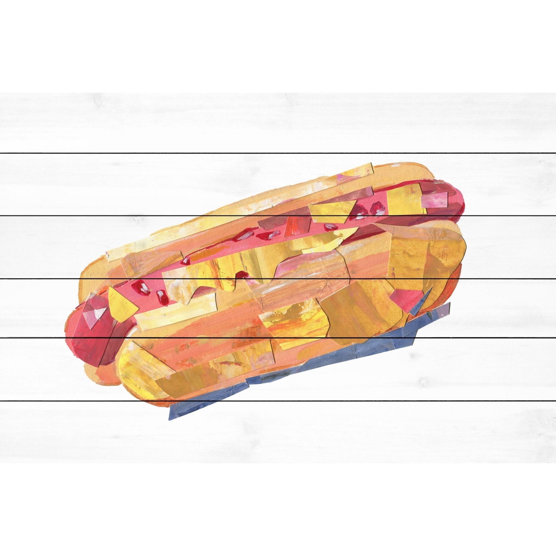 "Hotdog Sensation" Painting Print on White Wood