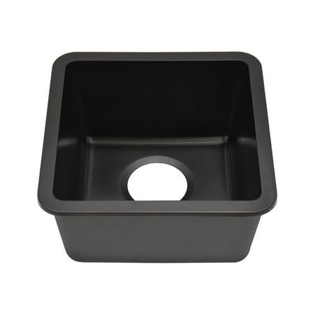 15" x 15" Quartz Kitchen Sink, Single Bowl Sink, Drop-in Sink, Undermount Sink, Granite Kitchen Sink, Galaxy Black Kitchen Sink, Lexicon Platinum LP-1515-K-SO