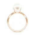 thumbnail image 3 of Freshwater Pearl Solitaire Ring Moissanite Women's Ring in 925 Sterling Silver Rose Gold Plated Split Shank Engagement Ring June Birthstone, 9MM Ring Size: 8, 3 of 4
