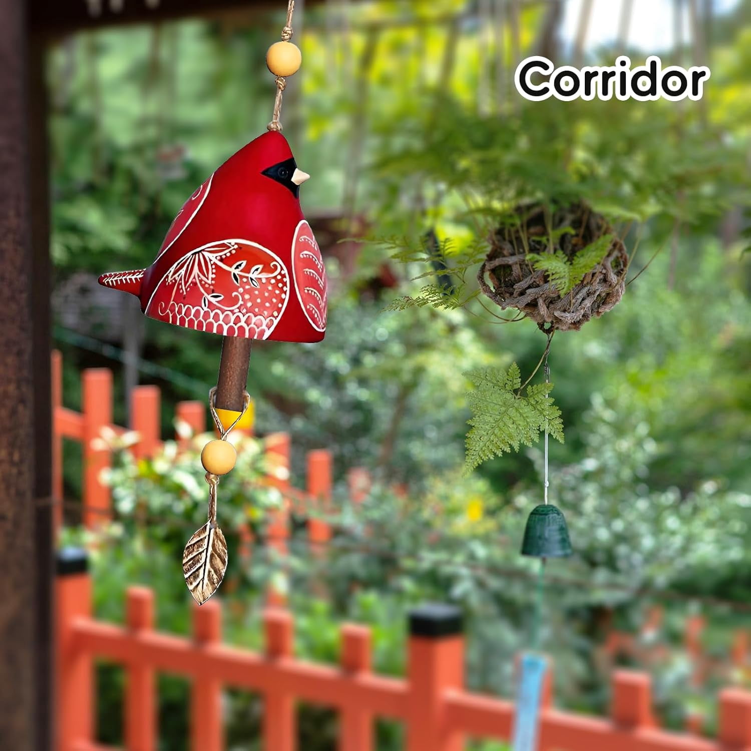 Cute Ceramic Bird Song Bell Wind Chime Hanging Bell,Fashion Happy Bird Bell Chime for Outside and Indoor,Patio Garden Balcony Decor Hanging Windchimes (Light Yellow)