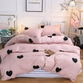 thumbnail image 2 of Blush Pink Love Heart Print Duvet Cover Twin Black and Dusty Rose Bedding Set Reversible Blue White Striped Microfiber Comforter Cover, 2 of 6