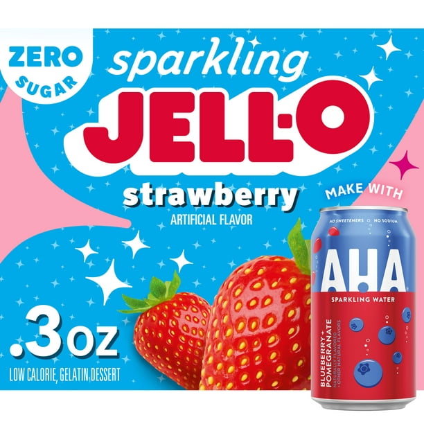 Jell-O Zero Sugar Sparkling Strawberry Low Calorie Gelatin Dessert, 0.3 ...