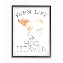 Stupell Industries Farm Life is Hog Heaven Phrase Farm Animal Pig Framed Wall Art Design by Avery Tillmon, 16" x 20", Black Framed