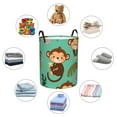 thumbnail image 4 of Balery Monkeys Swinging from Palms Cesta de ropa redonda con asas, impermeable, independiente, para ropa, juguetes, dormitorio y familia-Small, 4 of 6