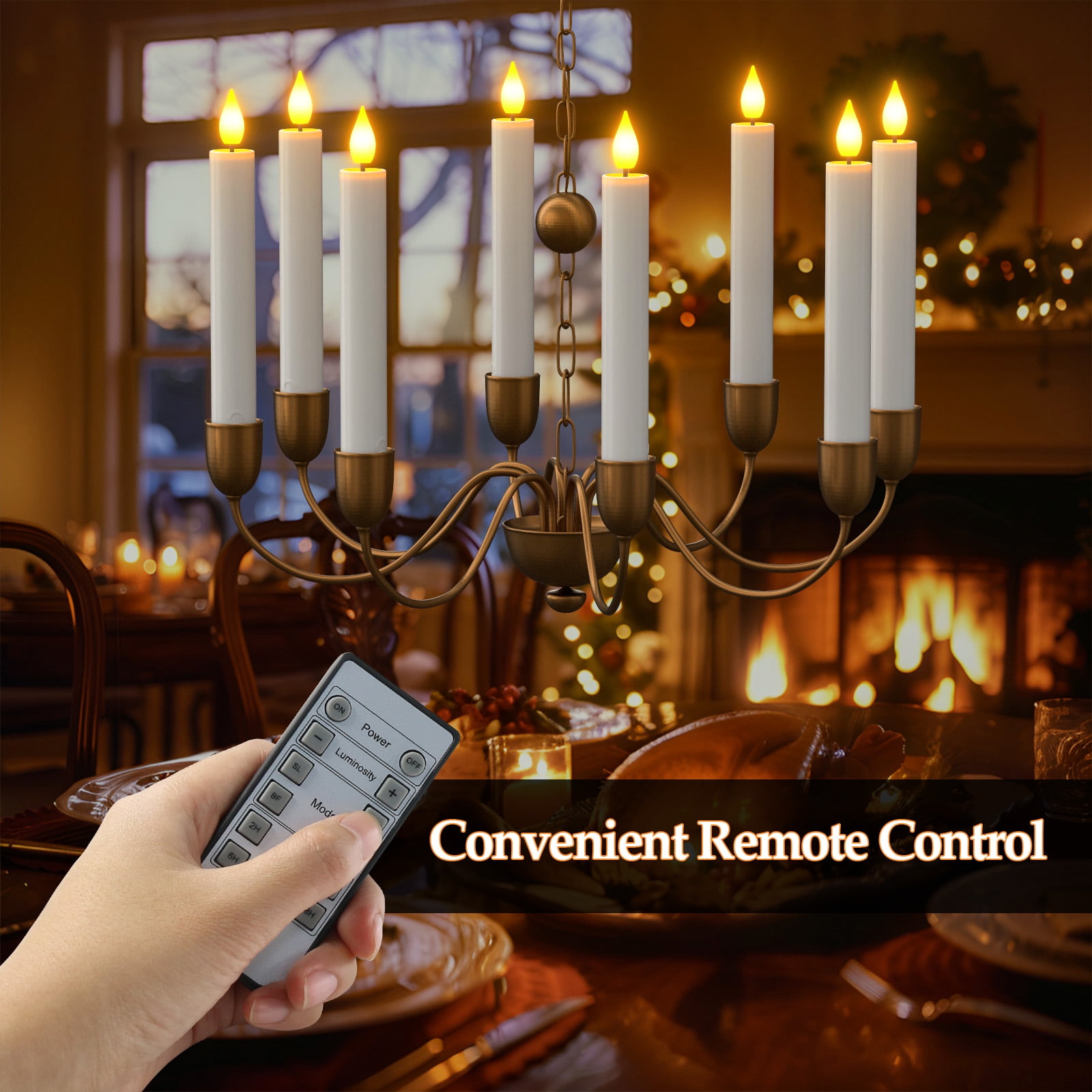 PChero Rechargeable Flameless Taper Candles with Remote Timer & Charging Base, 10pcs LED Candlesticks Flickering, 6.7" Battery Electric LED Taper Candles for Home Wedding Christmas Decor
