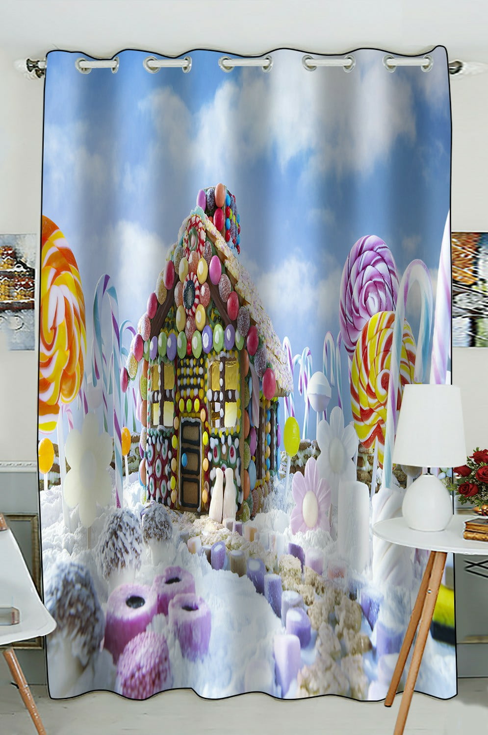 ECZJNT Gingerbread house christmas landscape candy canes Blackout
