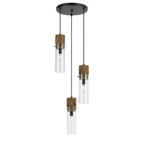 Belen Kox 11" Inch Glass Pendant in Dark Bronze Wood Finish