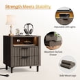 thumbnail image 6 of 18" Wide Fluted Nightstand Set of 2 with Charging Station Modern Wood Bedside Table with 2 Drawers and Open Shelf, Mid Century End Table for Bedroom Living Room Office, Dark Gray, 6 of 10