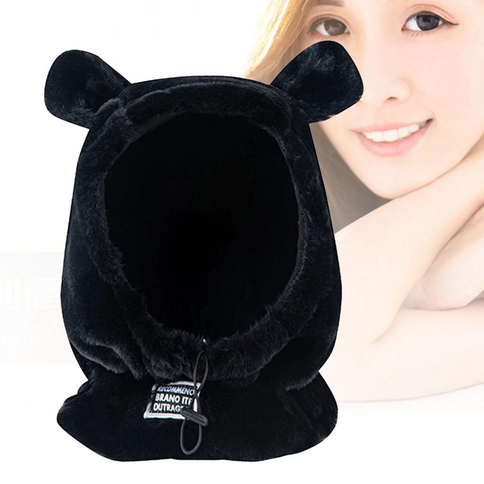 lanema Bear Ear Cap Windproof Hood Ear Protect Balaclava All-match for Friend Birthday
