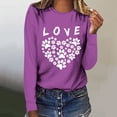 thumbnail image 2 of Women's Graphic Long Sleeve Tops Funny Print Crew Neck Casual Loose Sweatshirts Valentine Day Tee Gift to Ladies(Purple,L), 2 of 5