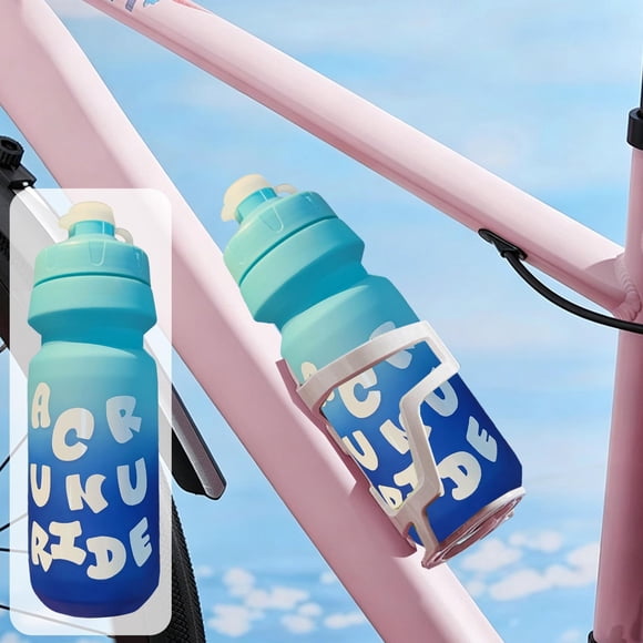 Sports Squeeze Water Bottle 650 mL, BPA-Free LDPE with LeakProof Dust Cover, Wide-Mouth for Cycling Hiking Gym, Gradient Pink/Black/Blue, 1 Pack