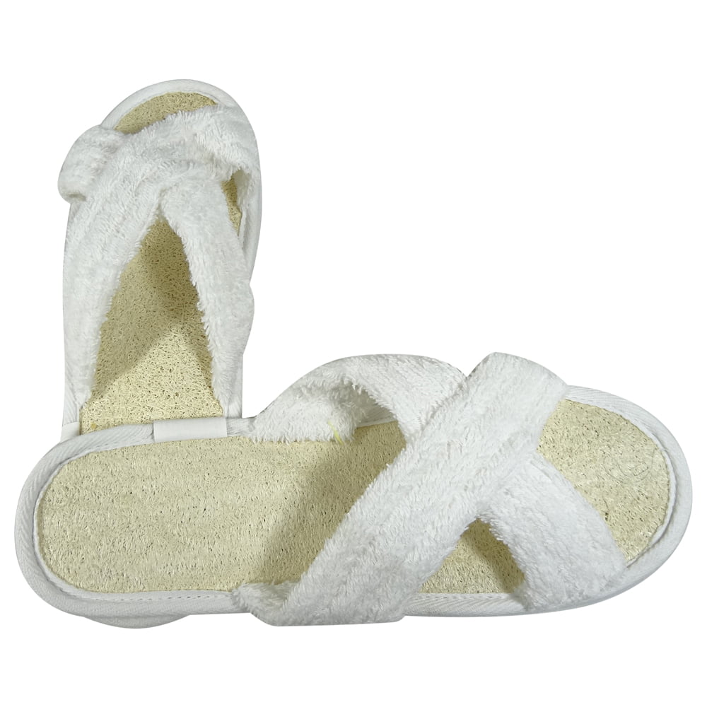 Acqua Sapone Loofah Terry Slippers with Criss-Cross Design - White ...