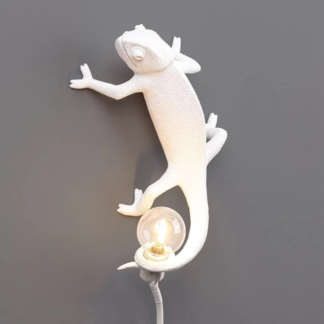Lámpara de mesa camaleón, lámpara de pared para sala de estar, dormitorio, diseño nórdico, moderna resina, lámparas creativas de animales