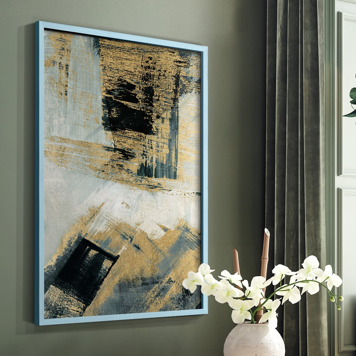 Southern Flow in Blue Solid Wood 8 x 10 Framed Print