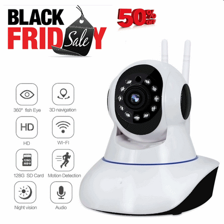 Black Friday Baby Monitor, Cyber Monday WiFi Baby Camera 1080P, pet Camera, 360 Degree Home Security Camera, Motion Tracking, Super Infrared Night Vision, Two-Way Audio, Motion and Sound (Best Smart Security System 2019)