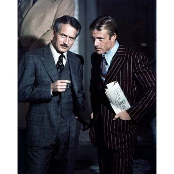 The Sting 1973 Paul Newman & Robert Redford look dapper in suits 4x6 photo
