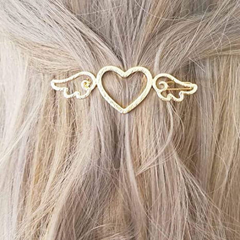 6pcs Heart Hair Clip Gold Angel Wing Barrette Snap Hair Pin  display picture 1