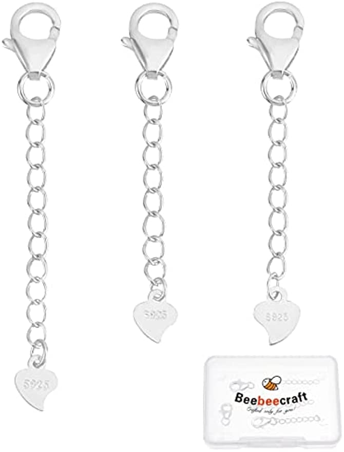 3Pcs 3 Style 925 Sterling Silver Necklace Extenders Bracelet Anklets