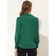 thumbnail image 4 of Camisa abotonada de chifón Allegra K vintage para mujer Verde oscuro M, 4 of 5