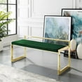 thumbnail image 2 of Posh Living Camilo Velvet and Stainless Steel Base Bench in Green/Gold, 2 of 8