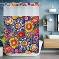 thumbnail image 2 of Spring Flowers No Hook Shower Curtain with Snap in Liner Sunflower Red Purple Flower National Vintage Waterproof Bathroom Shower Curtain with See Through Top Window for Bathtub 72" x 84", 2 of 9