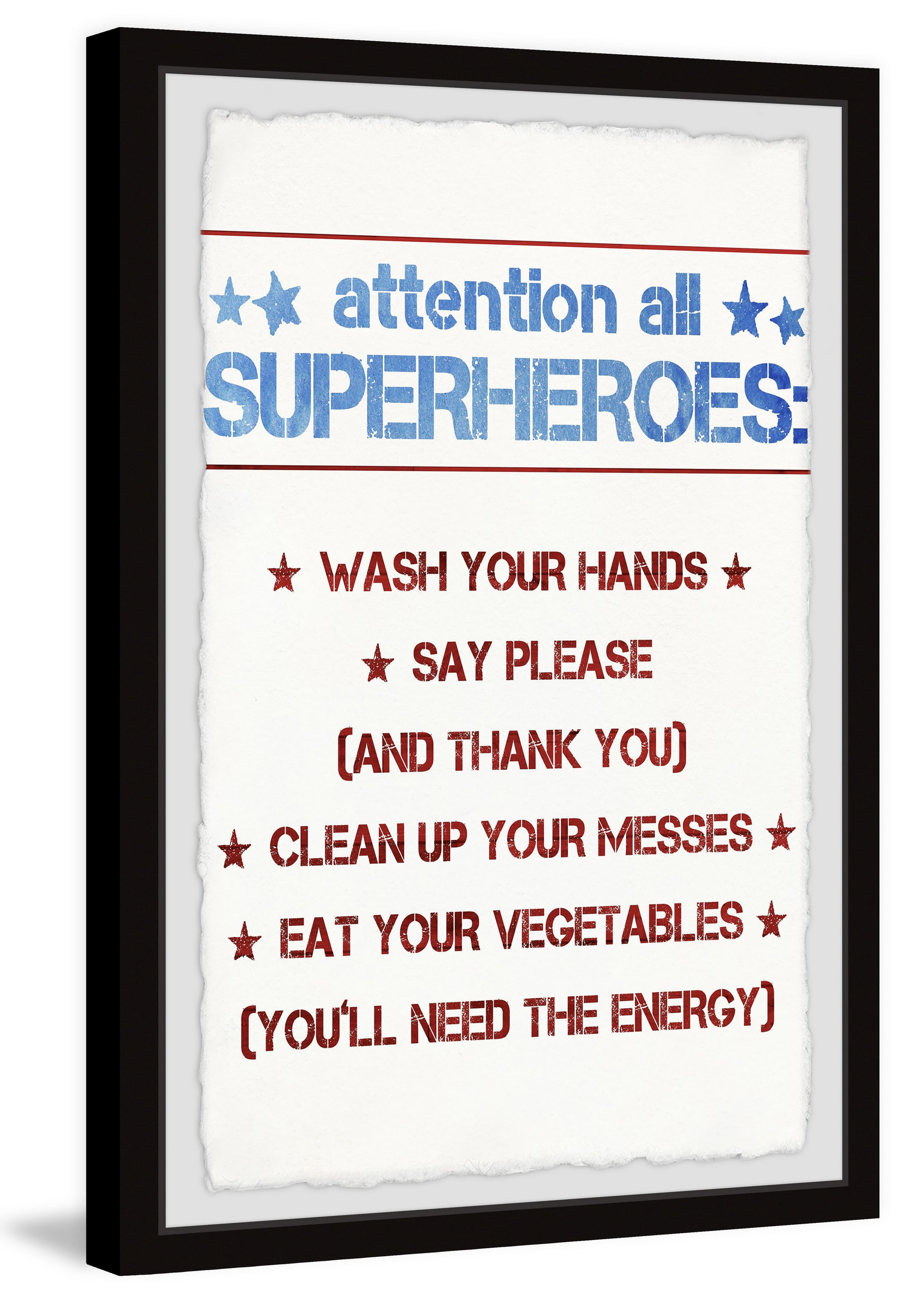 Marmont Hill Superhero House Rules Framed Wall Art, 16.00" x 1.50"