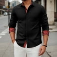 thumbnail image 6 of Mens Black Dress Shirts Long Sleeve Casual Regular Fit Shirt with Paisley Contrast and Pocket, 6 of 8