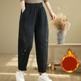 thumbnail image 2 of Women Sweatpants MIUOWANP Fashion Womens Casual Solid Color Elastic Loose Pants Straight Wide Leg Trousers With Pocket Black M, 2 of 5