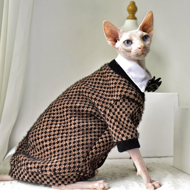 Elegant Warm DUOMASUMI Sphynx Cat Sweater Fashion Kitty Hairless Cat  Clothing Comfort Winter Dress for Sphynx Cat (XL)