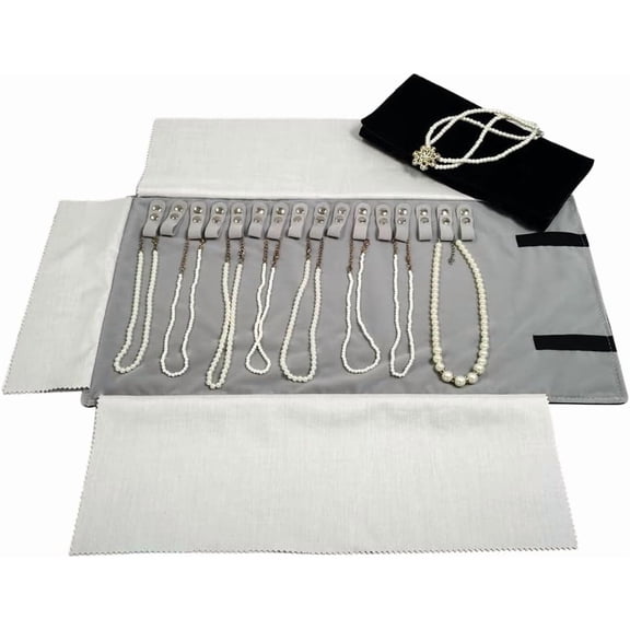 Wekvgz Travel Jewelry Roll Bag Portable Necklace Storage Roll Jewelry Holder Organizer Necklace Display Holder for Bracelet Earring