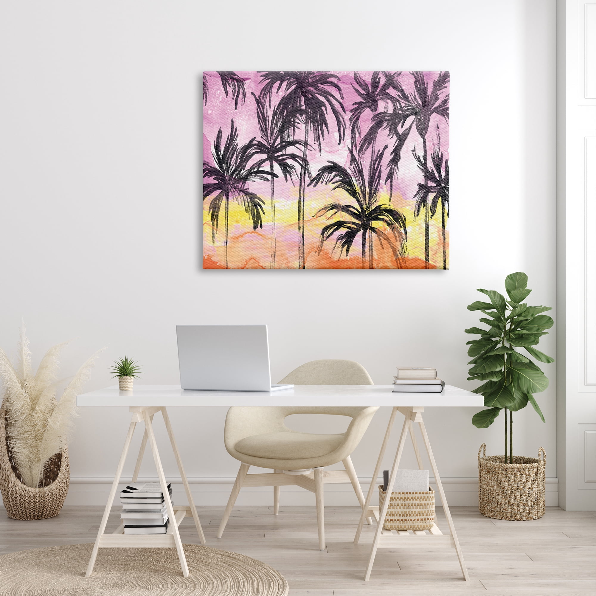 Stupell Industries Tropical Island Sunset Whimsical Palm Trees Silhouettes, 36 x 48, Designed by June Erica Vess