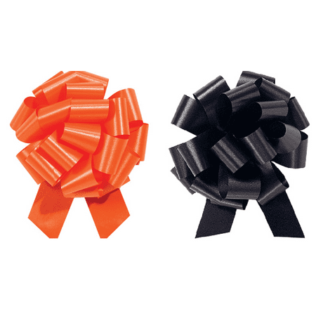 Sexy Satin Bow - Halloween Gift Wrap - Satin Pull Bows Value Pack - 12 Pcs ( Black & Orange)
