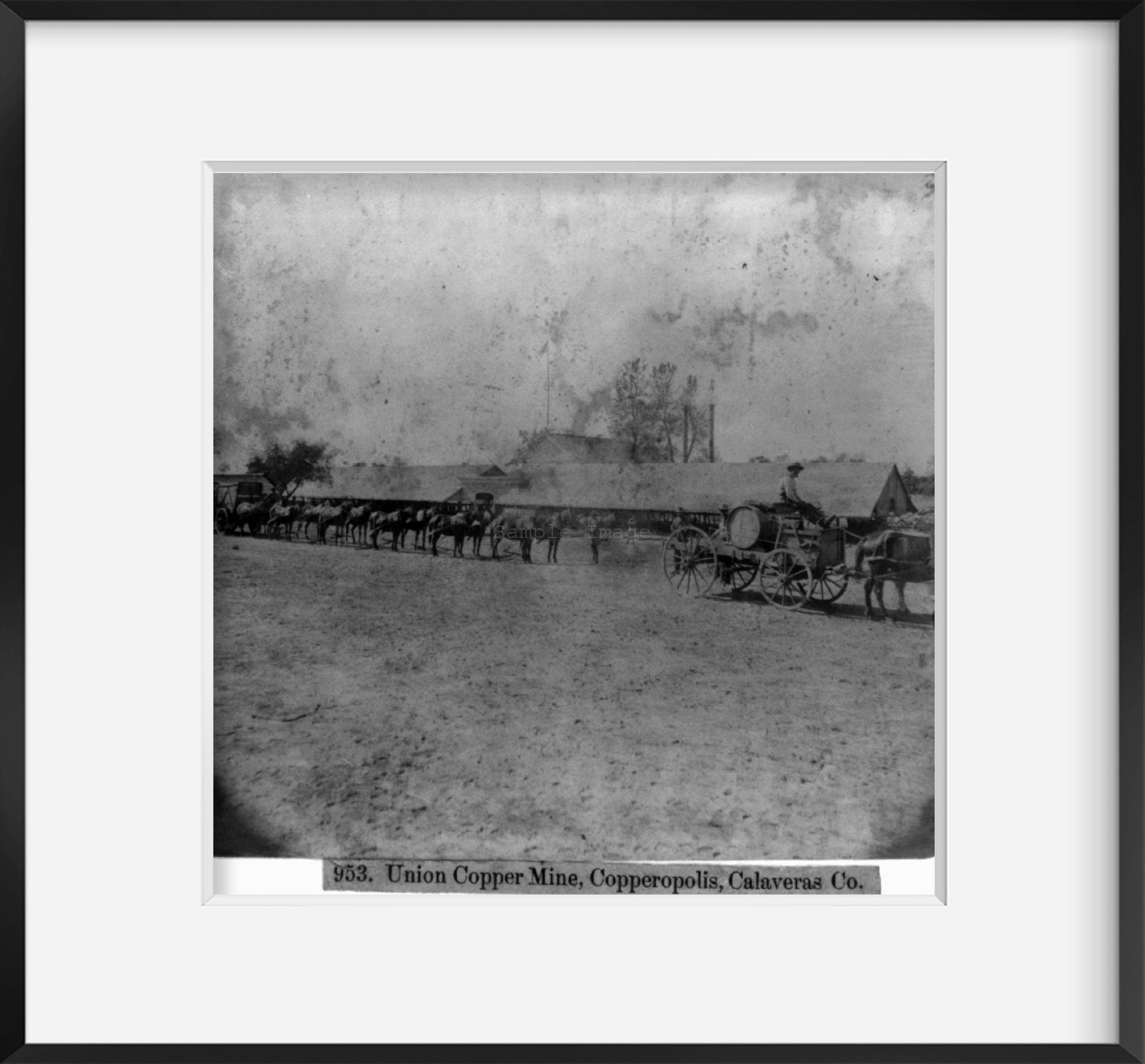 Vintage 1866 photograph Union Copper Mine, Copperopolis, Calaveras