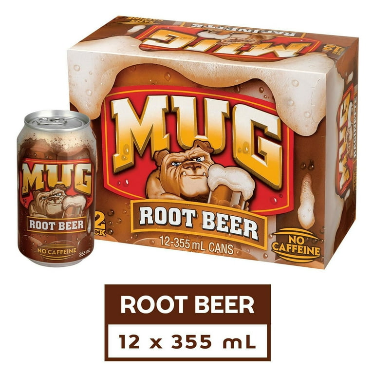 MUG Root Beer Soda, Classic Taste, Caffeine-Free, 355mL/12