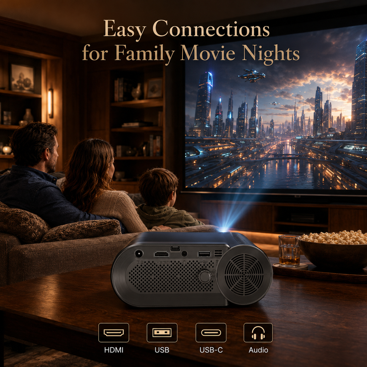 Vamvo Portable Projector WiFi 1080P 200" Display photo 3