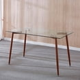 thumbnail image 1 of Heavenly Collection Modern Rectangular Tempered Glass Dining Table - Mid-Century Kitchen Table with Walnut-Finished Metal Legs - Ideal for Dining Rooms & Small Spaces, 1 of 9