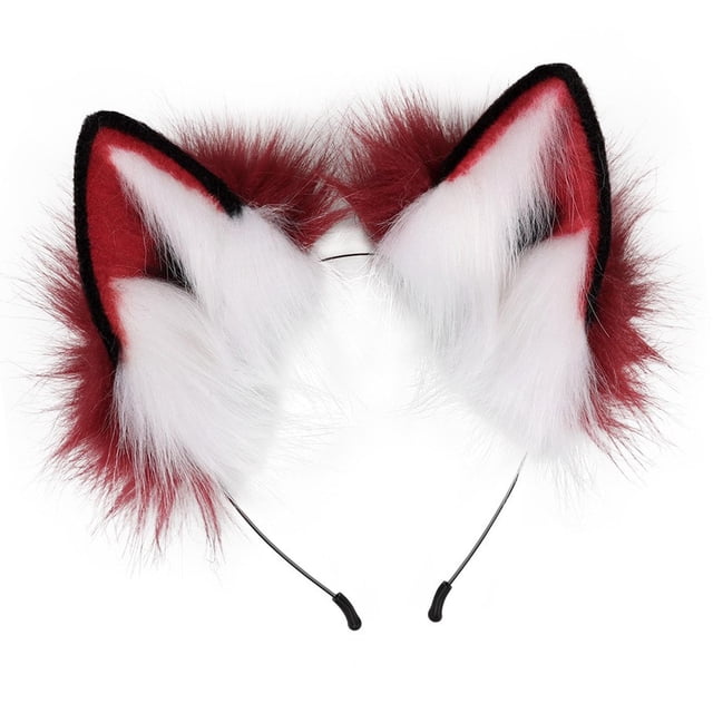 Diadema con orejas de imitación de felpa Yuyangstore disfraz de regalo para vestido de Halloween Rojo Naranja blanco