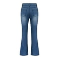 thumbnail image 5 of QURATI Women's High Waisted Flare Jeans | Retro Stretchy Bell Bottom Denim Pants Womens Bottoms Light Blue XL, 5 of 9