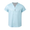 thumbnail image 6 of Xijirk Mens Shirts,Summer Solid Color Short Sleeve Crew Neck T Shirt Soft Breathable Comfortable Everyday Basic Top for Men,Shirts for Men,Light Blue,3XL, 6 of 9