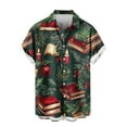 thumbnail image 5 of SERTG Men's Christmas Print Short Sleeve Shirt Lapel Collar Button Front Resort Casual Hawaiian Shirt Men Christmas Gifts Tops(Gold,S), 5 of 6
