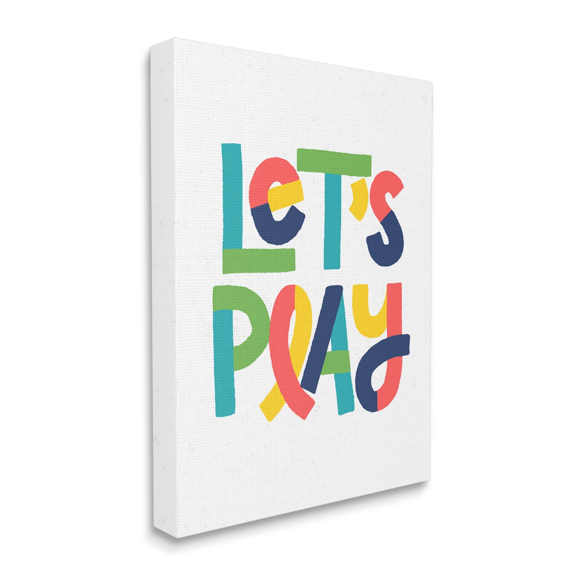 Let's Play Motivational Kids' Phrase Bold Playful Typography Inspirational Graphic Art Gallery-Wrapped Canvas Print Wall Art