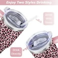 thumbnail image 5 of 40oz Fashion Leopard Pattern Stainless Steel Flip Straw Tumbler Spill Proof Travel Cup Double Wall Vacuum Insulated Coffee Mug with Top Handle, 5 of 6